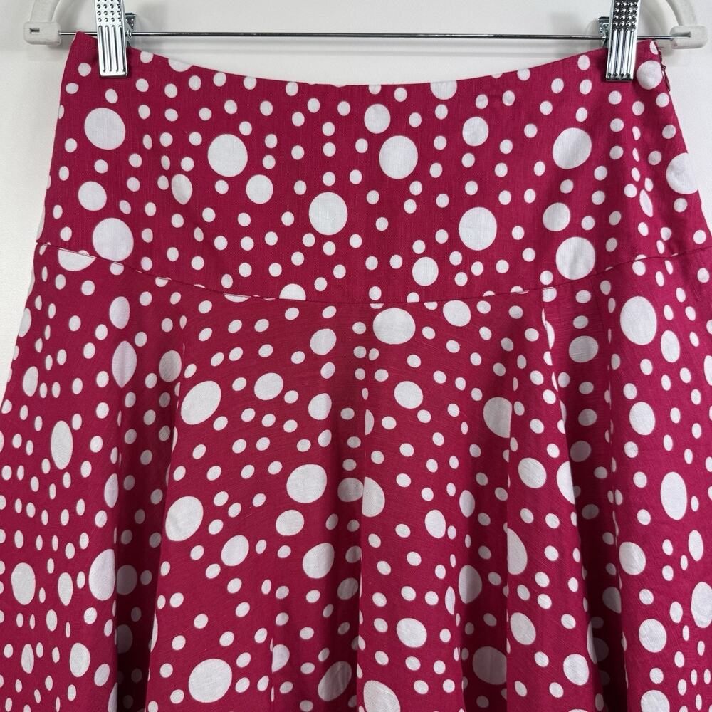 Larry Levine Pink Polka Dot Skirt Size 6 Linen Blend Asymmetrical Hem Fairycore - Picture 2 of 9